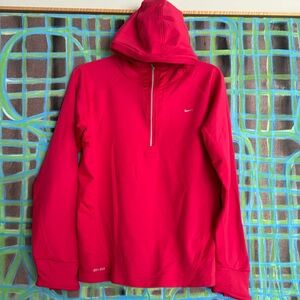 Nike dri-fit zip top pull over hoodie in pink size medium